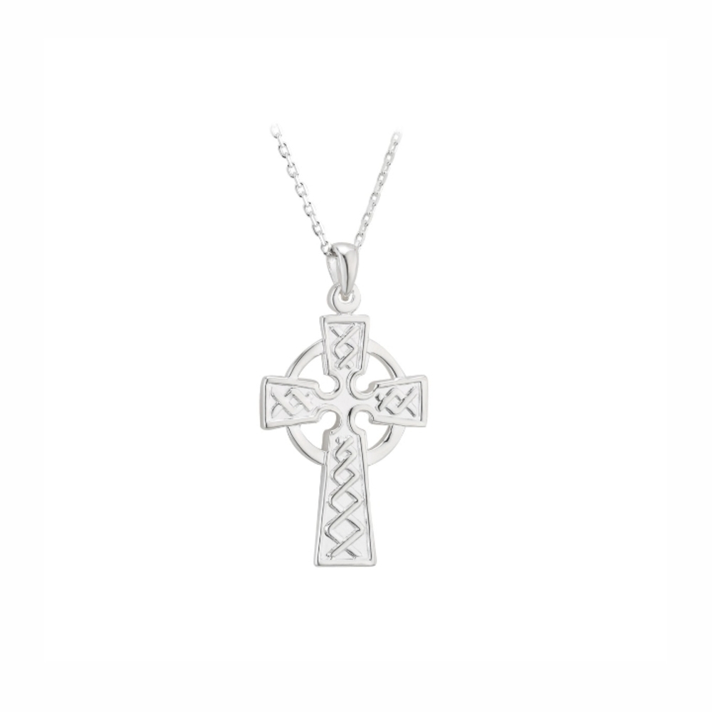 Celtic Silver Cross Pendant Necklace